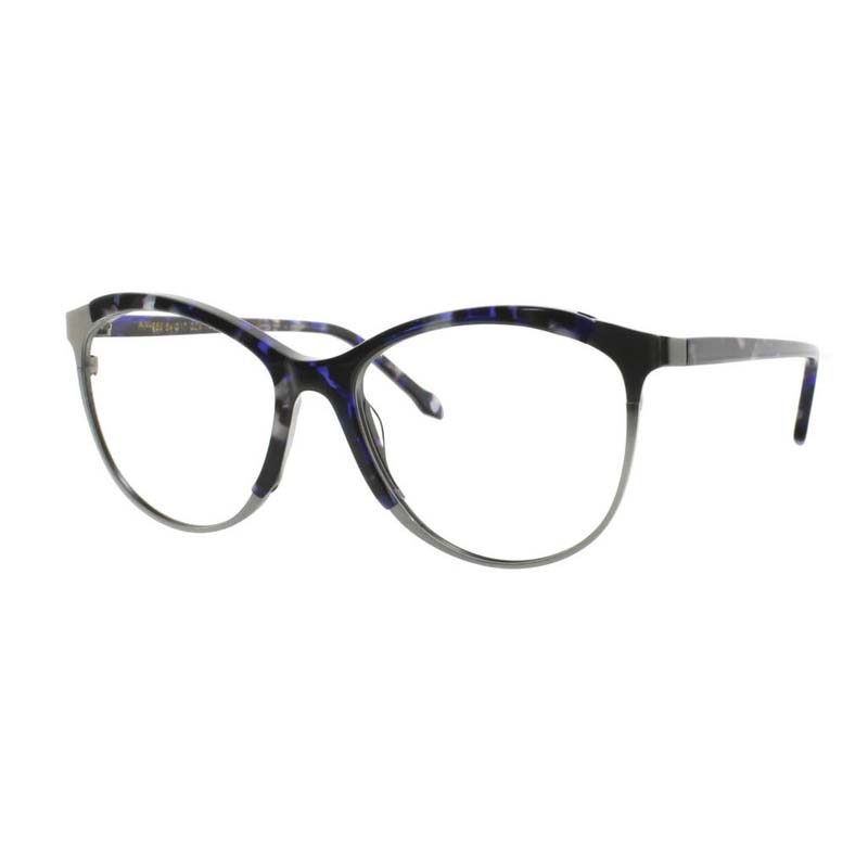Occhiali da vista in metallo argento con inserto in plastica blu  Philosopheyes con Calibro 54 | Opto Vision
