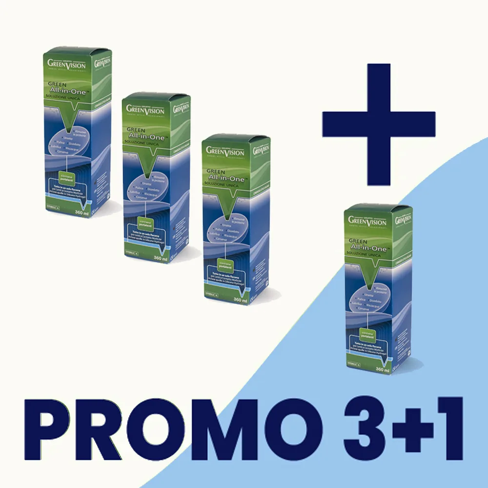 Soluzione All in One lenti contatto morbide GreenVision PROMO 3+1